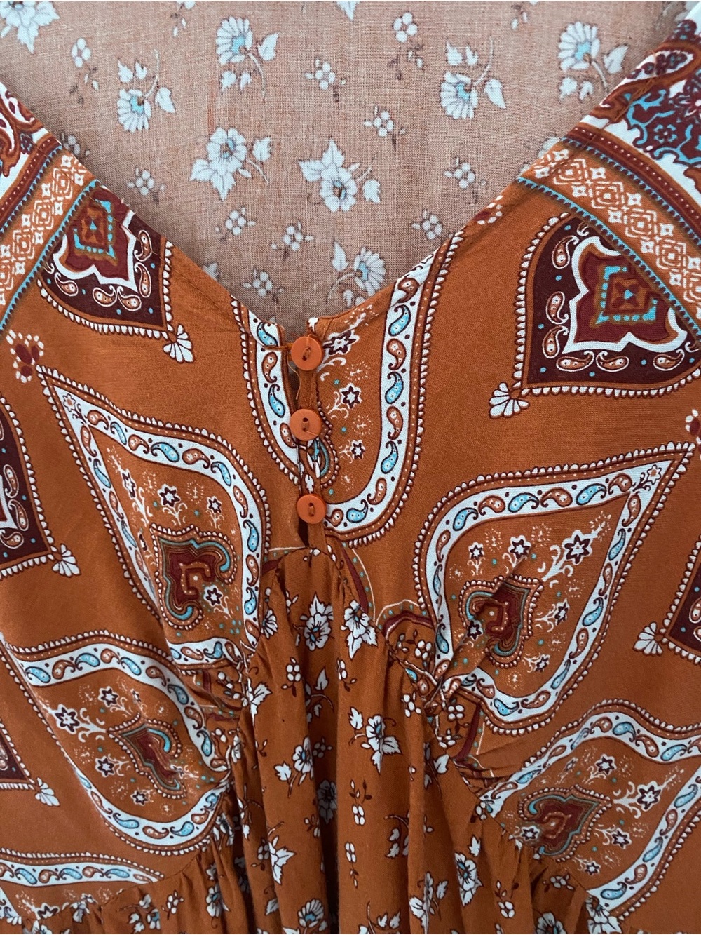 Bohemian Rust Paisley Peasant Top - Picture 3 of 5